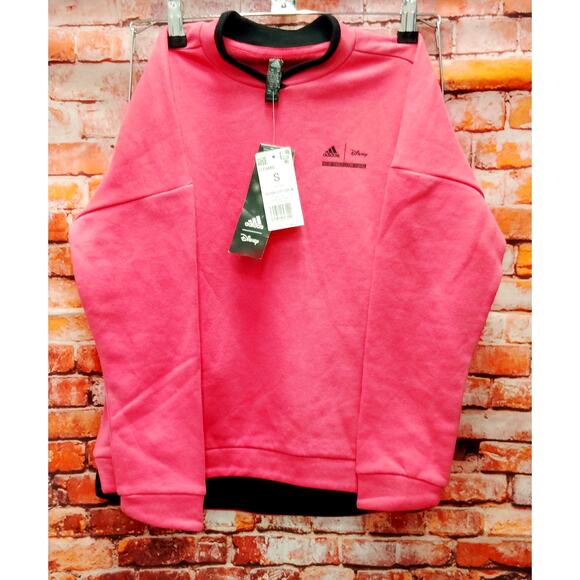 Adidas Sweatshirt Girls Small Pink Fleece Lined Disney Comfy Princesses Crewneck - Picture 1 of 5